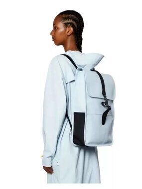 RAINS Backpack Sky Blue 12200 Unisex Waterproof Vegan Leather NWT 18x11x5 SKY